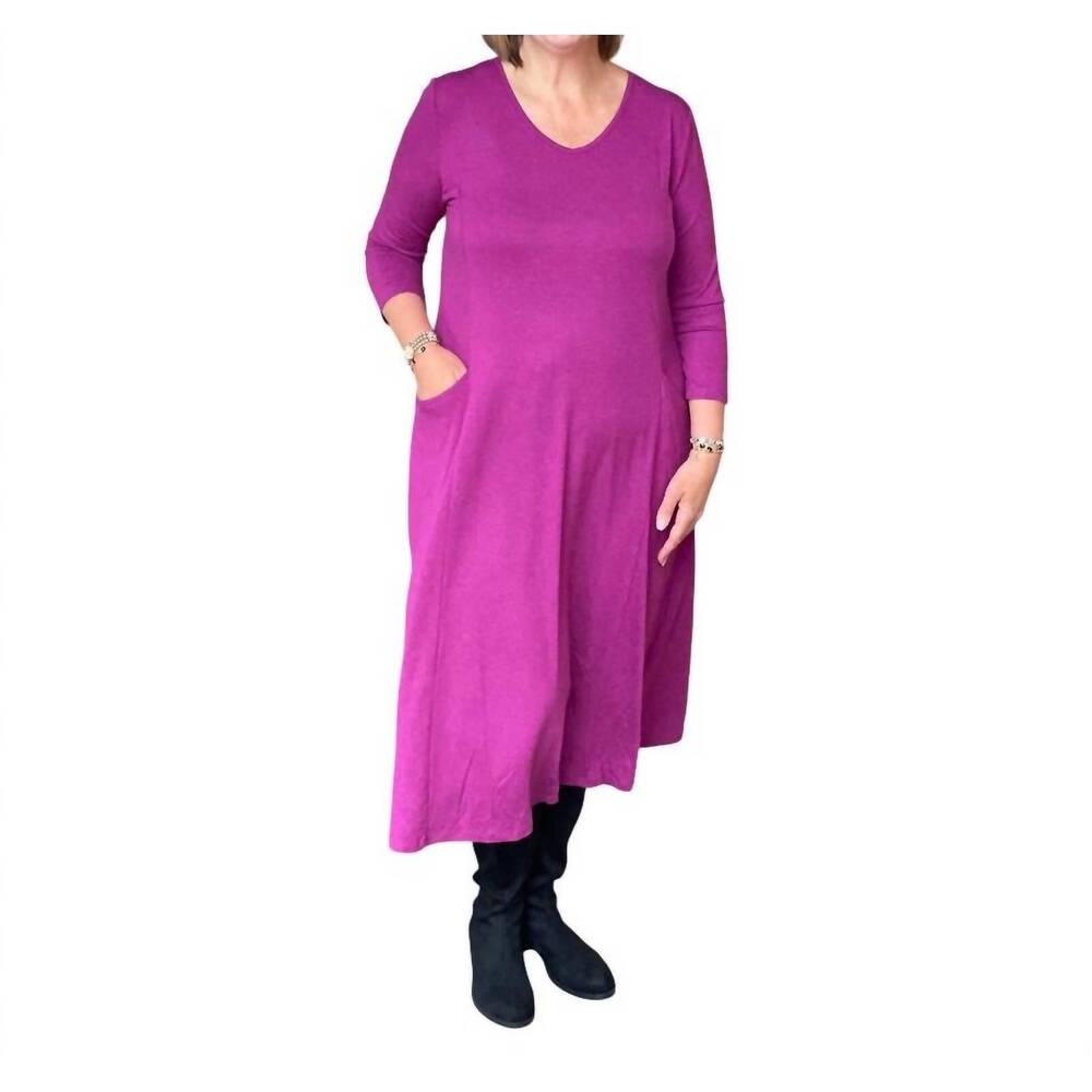 NEW KOZAN amanda v neck midi dress in viola